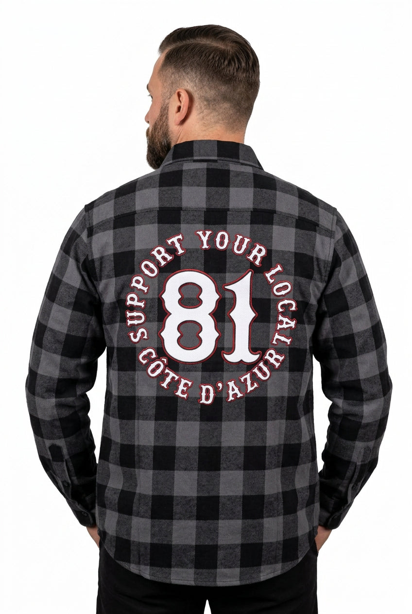 CHEMISE CARREAUX Brodée Noire