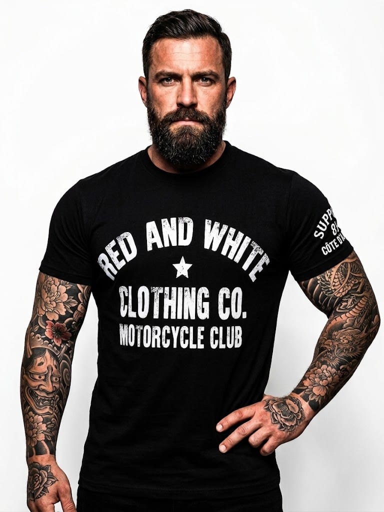 T-SHIRT RED AND WHITE CLOTHING